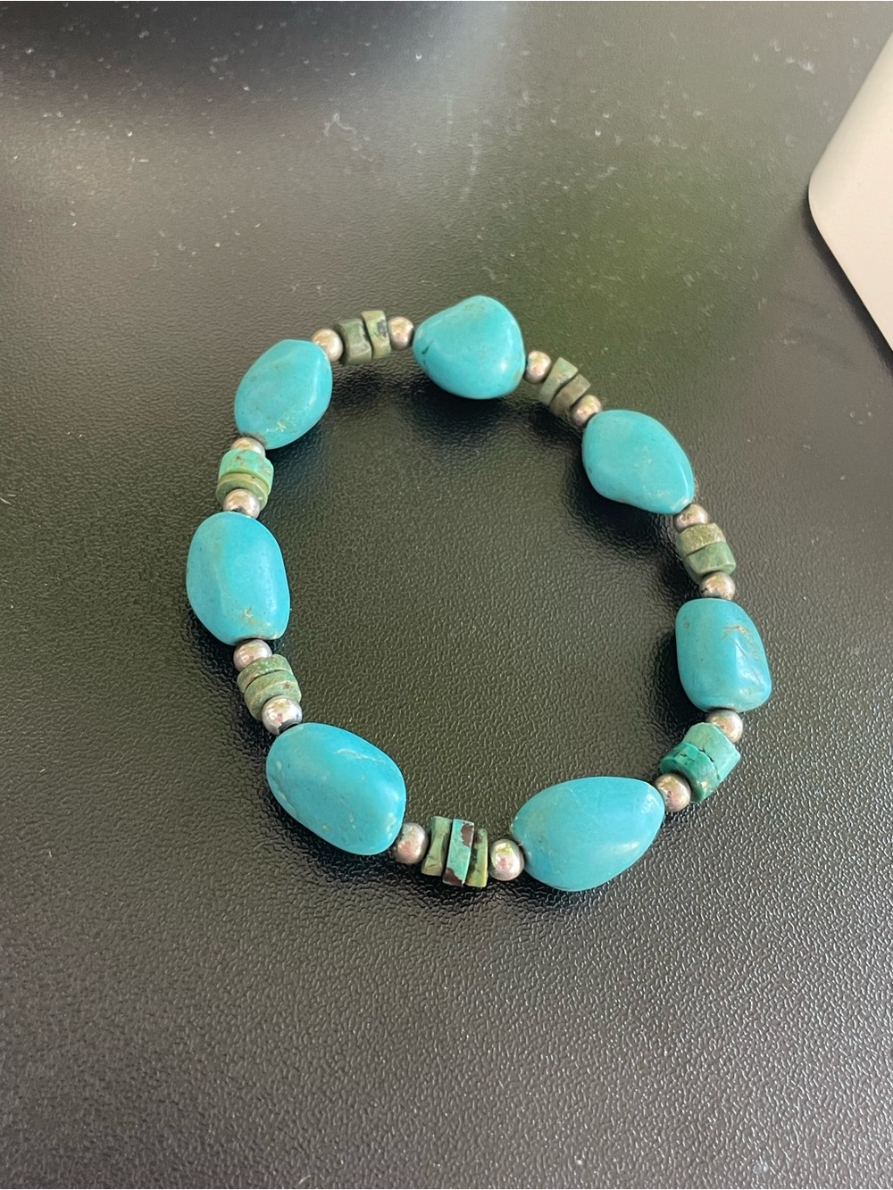 Turquoise Bead Stretch Bracelet - Blue Turquoise Style